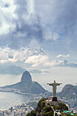 Rio de Janeiro landscape showing Corcovado, the Christ and the Sugar Loaf, UNESCO World Heritage Site, Rio de Janeiro, Brazil, South America