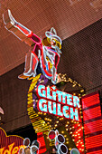 Cowgirl Glitter Gulch neon sign, Fremont Experience, Las Vegas, Nevada, United States of America, North America