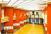 Pfeilerhalle of the GRASSI Museum Leipzig, pillar hall in art deco style, Art Nouveau, red walls, Leipzig, Saxony, Germany