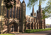 Lichfield Cathedral, West spires and North Front, Lichfield, Staffordshire, England, United Kingdom, Europe