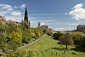 Scott Monument and Princes Street Gardens, Edinburgh, Scotland, United Kingdom, Europe