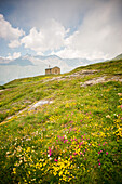 Church in Field with Alps in Background, Col du Mont Cenis, Val Cenis Vanoise, France