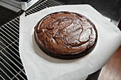 Chocolate Fudge Cake on Cooling Rack