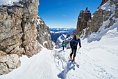 Two Men skitouring in the Area of the Brenta Dolomites Madonna di Campiglio, Skitour, Brenta Gebirge, Dolomites, Trentino, Italien