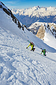 Two Men are skitouring on the way to Cima d´Agola in the Area of the Brenta Dolomites Madonna di Campiglio, Skitour, Brenta Gebirge, Dolomites, Trentino, Italien