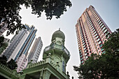 mosque at Mid-Levels surrounded by tall residential buildings, Hongkong Island, China, Asia