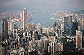 typical view at Skyline and Victoria Harbour from the Peak, Hongkong Island, China, Asia