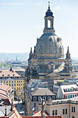 view from Hausmannsturm to Frauenkirche, Dresden, Saxony, Germany, Europe