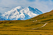 Close up view of Mt. McKinley and Thorofare Pass in Denali National Park, Alaska, United States of America
