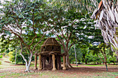View of the Birthday Palace constructed with invasive plant species, McBride Garden, Poipu, Kauai, Hawaii, United States of America