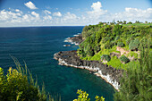 View of coast below Pali Ke Kua condos and of Prince Golf course, Princeville, Kauai, Hawaii, United States of America