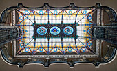 Low angle view of stained glass ceiling of Gran Hotel Ciudad de Mexico, Mexico City, Federal District, Mexico