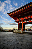 Entrance to Kiyomizu Dera under blue sky, Kyoto, Japan