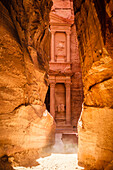 Al Khazneh building carved into cliff face, Petra, Jordan, Jordan