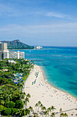 Waikiki Beach and Diamond Head, Waikiki, Honolulu, Oahu, Hawaii, United States of America, Pacific