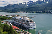 'Princess Cruises ''Coral Princess'' moored at the docks at Juneau, Gastineau Channel, Southeast Alaska'
