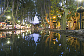 The Etang, Pond with Platane trees, Cucuron, Provencial Village, Vaucluse department, Provence-Alpes-Cote d’Azur, France