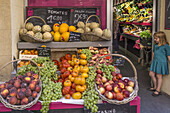 Fruits and Tomatoes in front of a shop, Aix en Provence, Provence-Alpes-Cote d’Azur, France