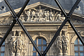 Palais du Louvre seen through the Pyramid, Paris, France, Europe