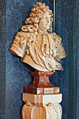 A bust of the Grand Dauphin Louis de France watches out of a window in the Chateau de Chambord, UNESCO World Heritage Site, Loir-et-Cher, Centre, France, Europe