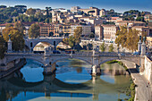 View looking over Vittorio Emanuele II Bridge, Rome, Lazio, Italy, Europe