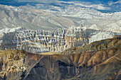 Colors and shapes typical for the high valley, high desert of Mustang, Nepal, Himalaya, Asia
