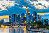 City skyline and River Main, Frankfurt am Main, Hesse, Germany, Europe
