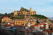 Old town and St. Nicholas church on top of Narikala Fortress, Tbilisi, Georgia, Caucasus, Central Asia, Asia