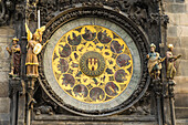 Detail of the Astronomical Clock, Old Town Hall, UNESCO World Heritage Site, Prague, Czech Republic, Europe