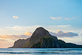 Cadlao Island at sunset seen from Caalan Beach, El Nido