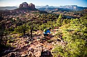 A man riding his mountain bike in Sedona, Arizona.