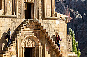 Tourists visiting Noravank Church, Armenia