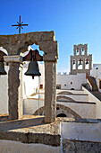 The Bell Towers at the Monastery of St. John at Chora, UNESCO World Heritage Site, Patmos, Dodecanese, Greek Islands, Greece, Europe