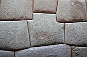 Inca Stone wall made from huge granite blocks fitted skillfully together using no cement, a fine example of Inca craftsmanship, Cuzco, Peru, South America
