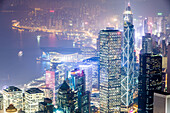 Hong Kong from the Peak at night, Hong Kong, China, Asia