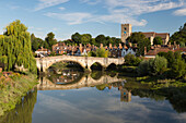 Aylesford Old Bridge and village on River Medway, Aylesford, Kent, England, United Kingdom, Europe