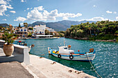 Boat in the harbour, Sisi, Crete, Greece, Europe, Mediterranean Sea