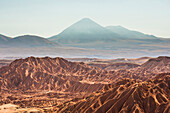 Death Valley Valle de la Muerte and Licancabur Volcano, San Pedro de Atacama, Atacama Desert, North Chile, Chile, South America