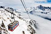 Sea of clouds weather inversion over Chamonix valley, Brevant cable car, Chamonix, Rhone Alps, Haute Savoie, French Alps, France, Europe