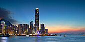 Hong Kong Island skyline at dusk, Hong Kong, China, Asia