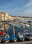 Boats docked in St Tropez marina, Provence, France