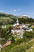 Castle Tarasp and village, Scoul, Unterengadin, Grisons, Switzerland