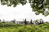 houses on the green outskirts of Ramelsloh, Seevetal, Niedersachsen, Germany