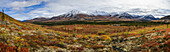 Panoramic view of the Ogilvie Mountains along the Dempster Highway, Yukon, Canada