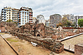 Contrast between new residential buildings and ruins, Thessaloniki, Greece
