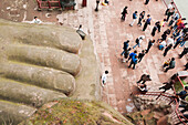 Giant Buddha from Leshan, the largest stone statue of Buddha around the world, 71 metres tall, Sichuan province, China
