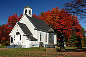 church, wooden church, white, cemetery, autumn, Indian Summer, Riverview, New Brunswick, Canada