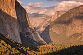 Yosemite Valley, with evening light bathing Half Dome and El Capitan, Yosemite National Park, UNESCO World Heritage Site, California, United States of America, North America