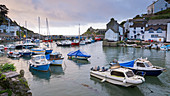 Boats in Polperro harbour, Cornwall, England, United Kingdom, Europe
