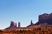 Monument Valley against clear blue sky